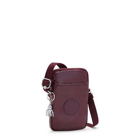 Sac Mobile Kipling Tally Metallic Crossbody Bordeaux | FR 1845NW
